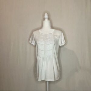Talbots Women's White Short Sleeve Top Lace Summer Casual Feminine Sz S